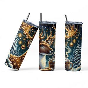 20oz Insulated Tumbler, Reindeer, Christmas, Cute